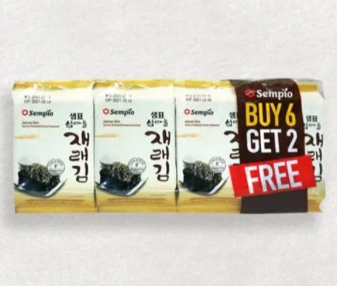 Sempio Jaerae Gim Savory Roasted Korean Seaweed 5g(10sheets)x8packs/샘표 섬마을재래김 6+2기획팩